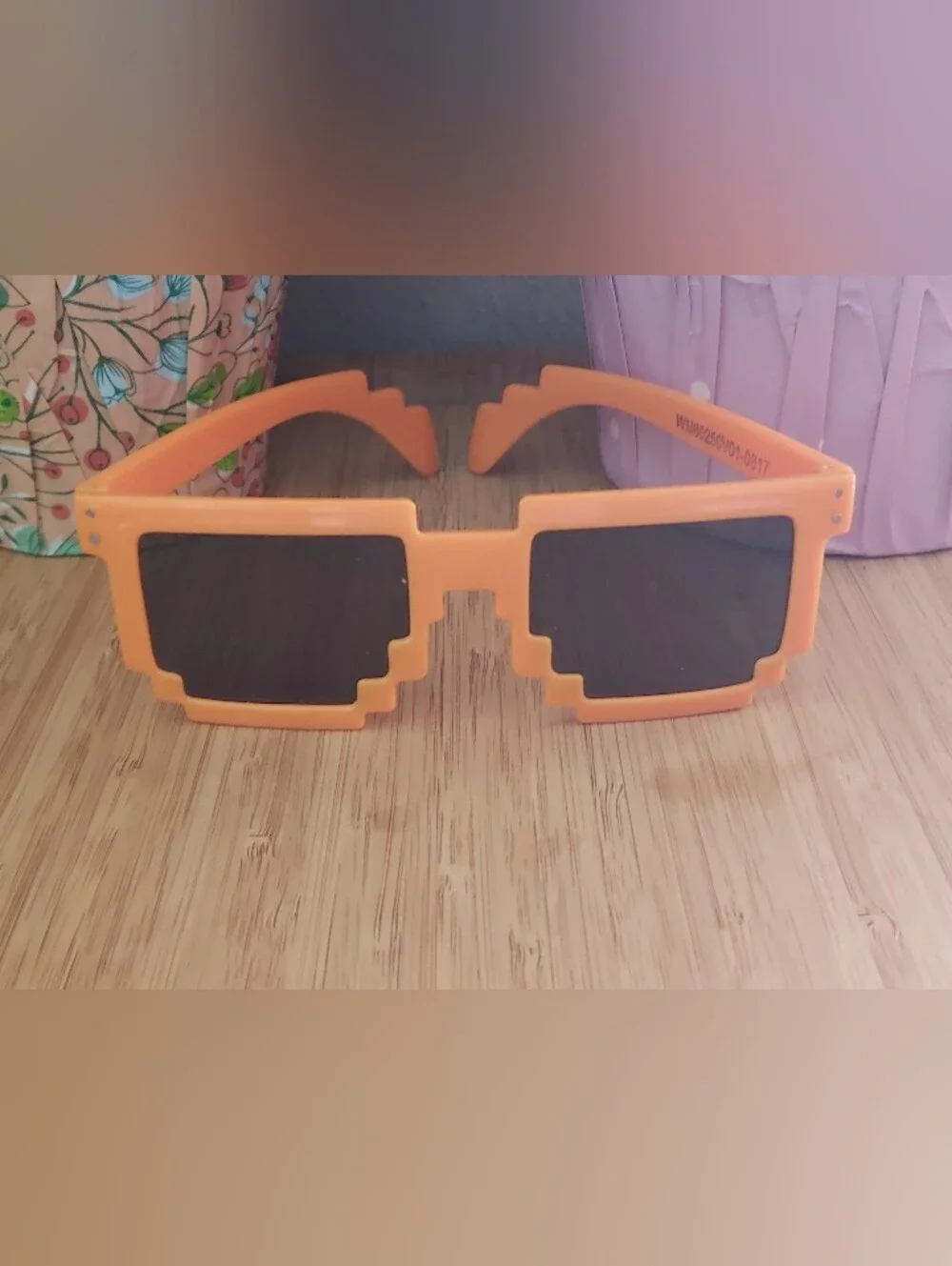 Bold Pixelated Square Sunglasses in Bright Orange